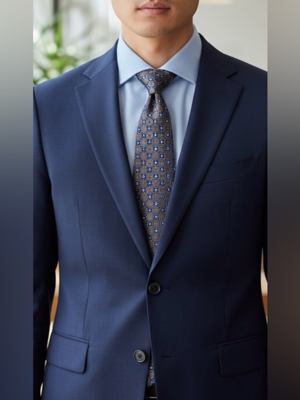 Nicole Miller Black and Brown Geometric Octagon Silk Tie